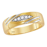 Load image into Gallery viewer, 10kt Yellow Gold His &amp; Hers Round Diamond Cluster Matching Bridal Wedding Ring Band Set 1/2 Cttw
