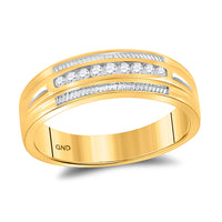 Load image into Gallery viewer, 10kt Yellow Gold His &amp; Hers Round Diamond Solitaire Matching Bridal Wedding Ring Band Set 5/8 Cttw
