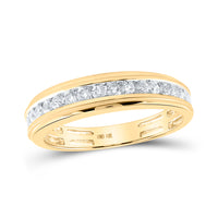 Load image into Gallery viewer, 14kt Yellow Gold His &amp; Hers Round Diamond Solitaire Matching Bridal Wedding Ring Band Set 1-5/8 Cttw
