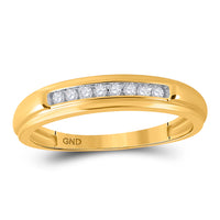 Load image into Gallery viewer, 10kt Yellow Gold His &amp; Hers Round Diamond Solitaire Matching Bridal Wedding Ring Band Set 3/8 Cttw
