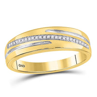 Load image into Gallery viewer, 10kt Yellow Gold His Hers Round Diamond Cluster Matching Bridal Wedding Ring Band Set 3/8 Cttw
