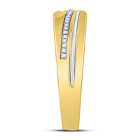 Load image into Gallery viewer, 10kt Yellow Gold His Hers Round Diamond Cluster Matching Bridal Wedding Ring Band Set 3/8 Cttw
