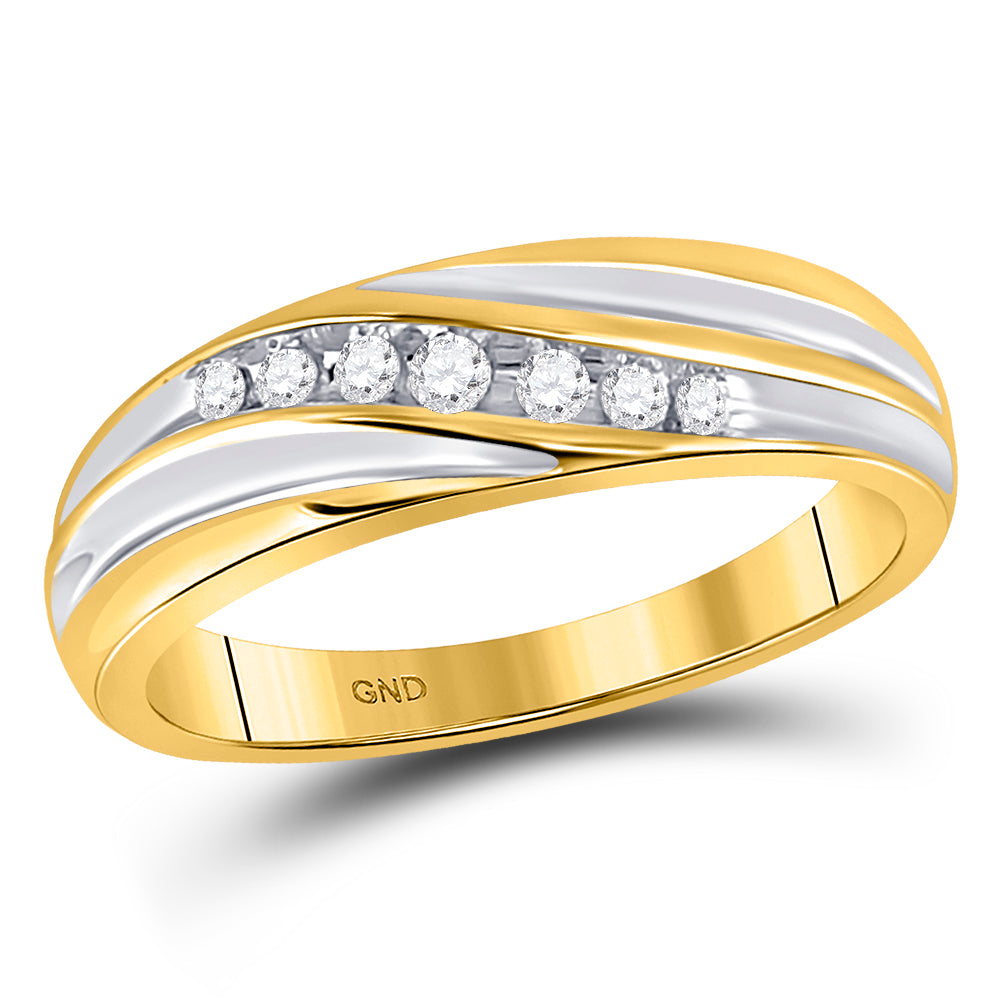 14kt Yellow Gold His & Hers Round Diamond Cluster Matching Bridal Wedding Ring Band Set 5/8 Cttw