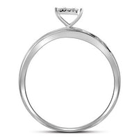 Load image into Gallery viewer, 10kt White Gold His &amp; Hers Round Diamond Cluster Matching Bridal Wedding Ring Band Set 1/5 Cttw
