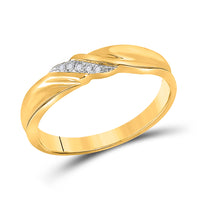 Load image into Gallery viewer, 10kt Yellow Gold His &amp; Hers Round Diamond Cluster Matching Bridal Wedding Ring Band Set 1/5 Cttw
