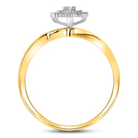 Load image into Gallery viewer, 10kt Yellow Gold His &amp; Hers Round Diamond Cluster Matching Bridal Wedding Ring Band Set 1/5 Cttw
