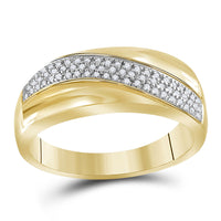 Load image into Gallery viewer, 10kt Yellow Gold His Hers Round Diamond Solitaire Matching Bridal Wedding Ring Band Set 1/2 Cttw
