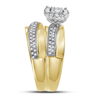 Load image into Gallery viewer, 10kt Yellow Gold His Hers Round Diamond Solitaire Matching Bridal Wedding Ring Band Set 1/2 Cttw
