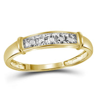 Load image into Gallery viewer, 10kt Yellow Gold His &amp; Hers Round Diamond Solitaire Matching Bridal Wedding Ring Band Set 1/10 Cttw
