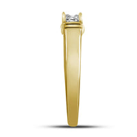 Load image into Gallery viewer, 10kt Yellow Gold His &amp; Hers Round Diamond Solitaire Matching Bridal Wedding Ring Band Set 1/10 Cttw
