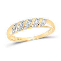 Load image into Gallery viewer, 10kt Yellow Gold His Hers Round Diamond Solitaire Matching Bridal Wedding Ring Band Set 1/20 Cttw
