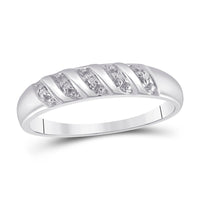 Load image into Gallery viewer, 10kt White Gold His Hers Round Diamond Solitaire Matching Bridal Wedding Ring Band Set 1/20 Cttw
