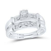Load image into Gallery viewer, Sterling Silver His &amp; Hers Round Diamond Solitaire Matching Bridal Wedding Ring Band Set 1/12 Cttw

