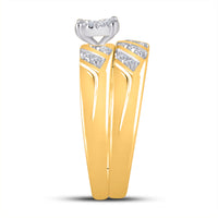 Load image into Gallery viewer, 10kt Yellow Gold His &amp; Hers Round Diamond Solitaire Matching Bridal Wedding Ring Band Set 1/4 Cttw
