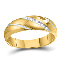 Load image into Gallery viewer, 10kt Yellow Gold His Hers Round Diamond Cluster Matching Bridal Wedding Ring Band Set 1/8 Cttw
