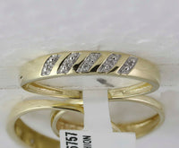 Load image into Gallery viewer, 10kt Yellow Gold His &amp; Hers Round Diamond Cluster Matching Bridal Wedding Ring Band Set 1/8 Cttw
