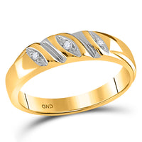 Load image into Gallery viewer, 10kt Yellow Gold His Hers Marquise Diamond Solitaire Matching Bridal Wedding Ring Band Set 1/6 Cttw
