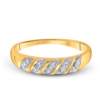 Load image into Gallery viewer, 10kt Yellow Gold His &amp; Hers Round Diamond Cluster Matching Bridal Wedding Ring Band Set 1/10 Cttw
