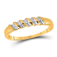 Load image into Gallery viewer, 10kt Yellow Gold His &amp; Hers Round Diamond Cluster Matching Bridal Wedding Ring Band Set 1/10 Cttw
