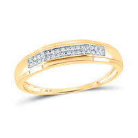 Load image into Gallery viewer, 10kt Yellow Gold His &amp; Hers Round Diamond Matching Bridal Wedding Ring Band Set 3/8 Cttw
