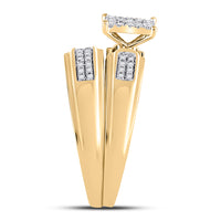 Load image into Gallery viewer, 10kt Yellow Gold His &amp; Hers Round Diamond Matching Bridal Wedding Ring Band Set 3/8 Cttw
