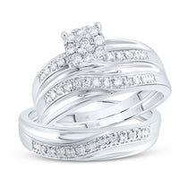 Load image into Gallery viewer, 10kt White Gold His &amp; Hers Round Diamond Solitaire Matching Bridal Wedding Ring Band Set 1/3 Cttw
