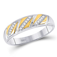 Load image into Gallery viewer, 10kt Two-tone Gold His Hers Round Diamond Solitaire Matching Bridal Wedding Ring Band Set 1/3 Cttw
