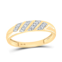 Load image into Gallery viewer, 10kt Yellow Gold His &amp; Hers Round Diamond Cluster Matching Bridal Wedding Ring Band Set 1/3 Cttw
