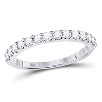 Load image into Gallery viewer, 14kt White Gold Womens Round Diamond Single Row Machine-set Wedding Band 1/2 Cttw
