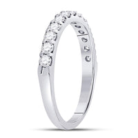 Load image into Gallery viewer, 14kt White Gold Womens Round Diamond Single Row Machine-set Wedding Band 1/2 Cttw
