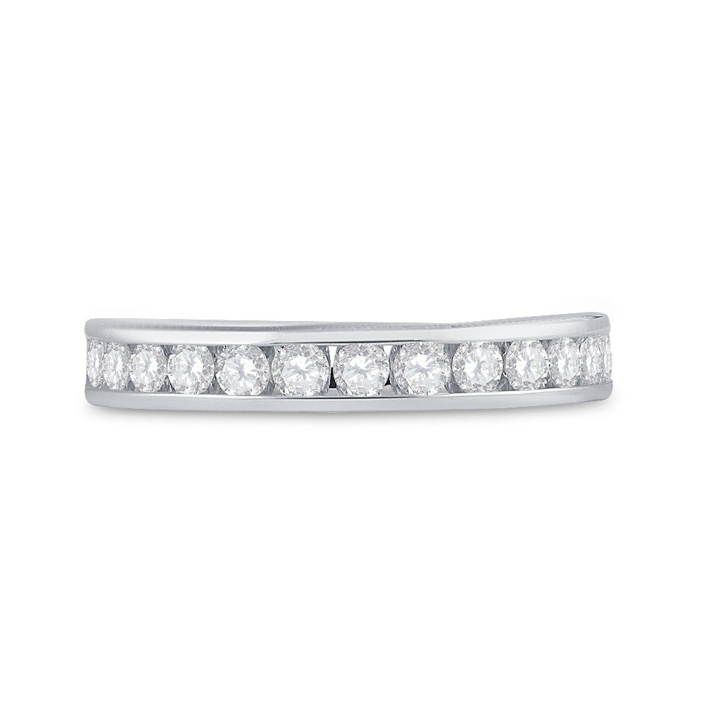 14kt White Gold Womens Round Channel-Set Diamond Single Row Wedding Band 1/2 Cttw