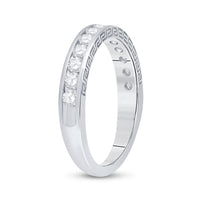 Load image into Gallery viewer, 14kt White Gold Womens Round Channel-Set Diamond Single Row Wedding Band 1/2 Cttw
