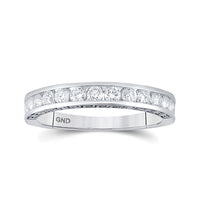 Load image into Gallery viewer, 14kt White Gold Womens Round Channel-Set Diamond Single Row Wedding Band 1/2 Cttw
