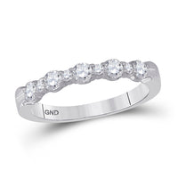 Load image into Gallery viewer, 14kt White Gold Womens Round Diamond Wedding Anniversary Band Ring 1/2 Cttw
