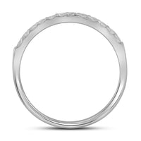 Load image into Gallery viewer, 14kt White Gold Womens Round Pave-set Diamond Single Row Wedding Band 1/4 Cttw
