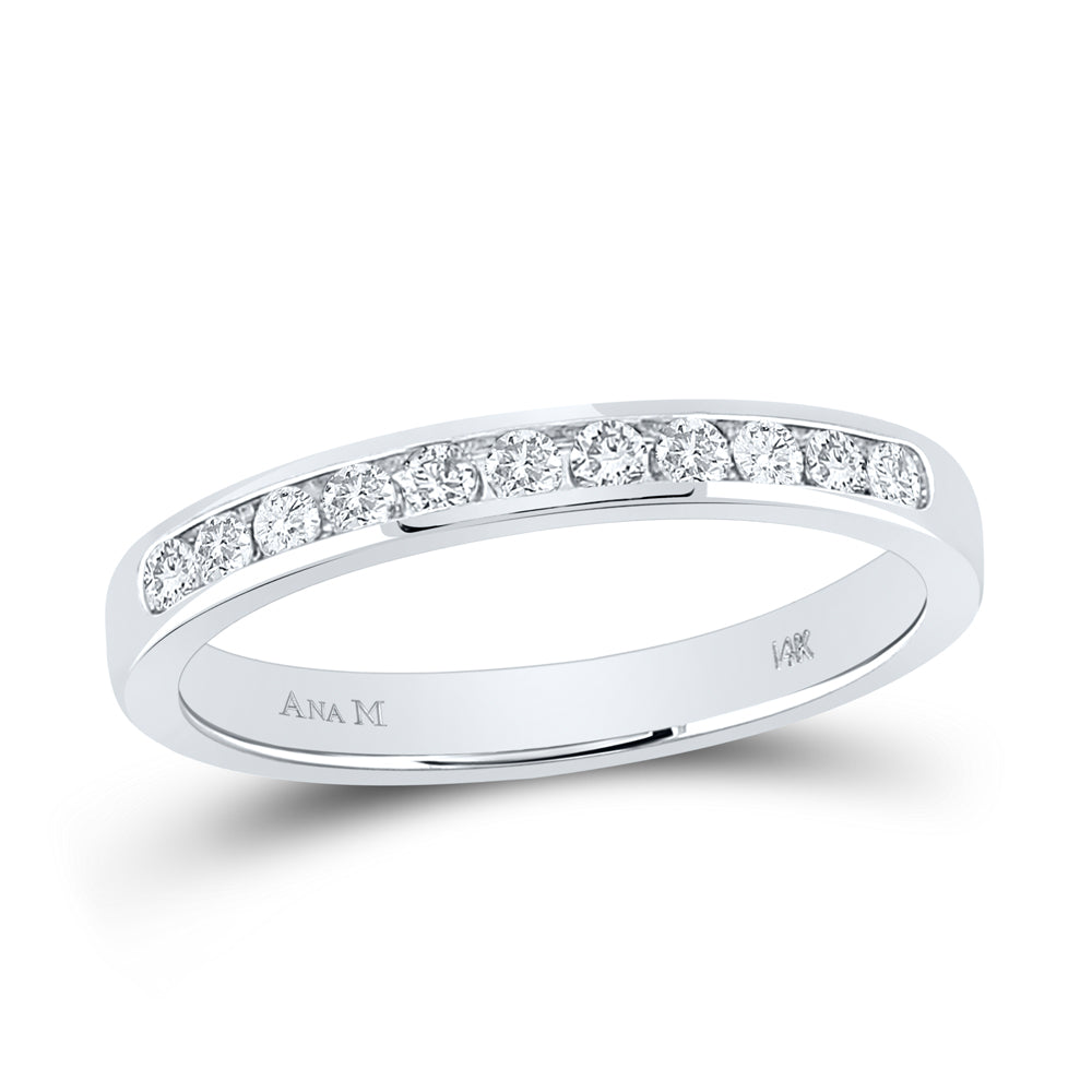 14kt White Gold Womens Round Diamond Wedding Band Ring 1/4 Cttw