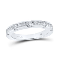 Load image into Gallery viewer, 14kt White Gold Womens Machine-set Round Diamond Wedding Band Ring 3/4 Cttw

