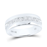 Load image into Gallery viewer, 14kt White Gold Mens Round Diamond Wedding Anniversary Band Ring 1.00 Cttw
