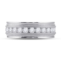 Load image into Gallery viewer, 10kt White Gold Mens Round Diamond Wedding Milgrain Channel Set Band Ring 1.00 Cttw
