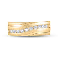 Load image into Gallery viewer, 10kt Yellow Gold Mens Round Diamond Wedding Band Ring 1/2 Cttw
