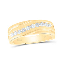Load image into Gallery viewer, 10kt Yellow Gold Mens Round Diamond Wedding Band Ring 1/2 Cttw
