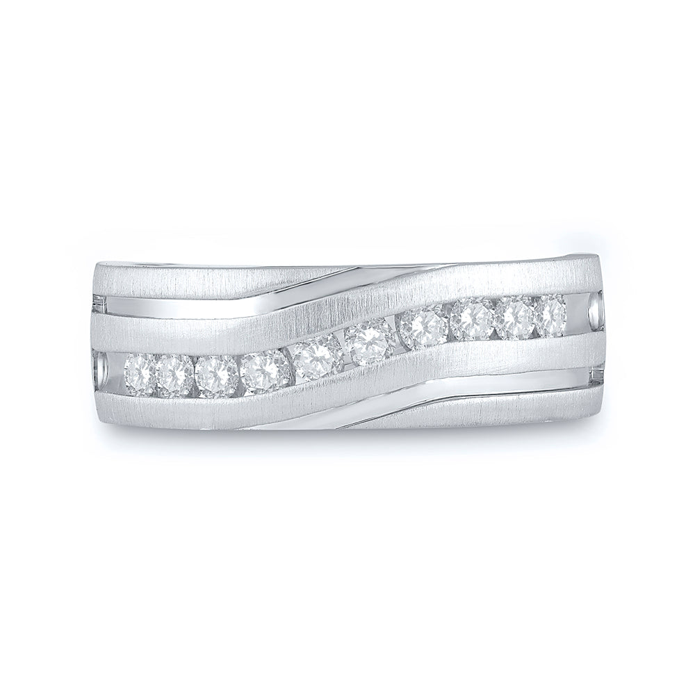 10kt White Gold Mens Round Diamond Wedding Band Ring 1/2 Cttw