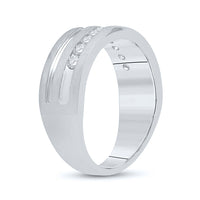 Load image into Gallery viewer, 10kt White Gold Mens Round Diamond Wedding Band Ring 1/2 Cttw
