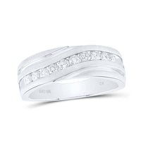 Load image into Gallery viewer, 10kt White Gold Mens Round Diamond Wedding Band Ring 1/2 Cttw
