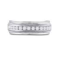 Load image into Gallery viewer, 10kt White Gold Mens Round Channel-set Diamond Milgrain Edge Wedding Band Ring 1/2 Cttw
