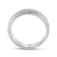 Load image into Gallery viewer, 10kt White Gold Mens Round Channel-set Diamond Milgrain Edge Wedding Band Ring 1/2 Cttw

