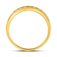 Load image into Gallery viewer, 14kt Yellow Gold Mens Round Diamond Wedding Machine-Set Band Ring 1/2 Cttw
