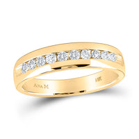 Load image into Gallery viewer, 14kt Yellow Gold Mens Round Diamond Wedding Machine-Set Band Ring 1/2 Cttw
