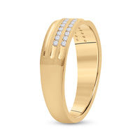 Load image into Gallery viewer, 10kt Yellow Gold Mens Round Diamond 2-Row Wedding Anniversary Band Ring 1/4 Cttw

