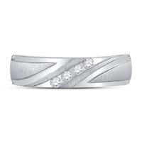 Load image into Gallery viewer, 10kt White Gold Mens Round Diamond Wedding Channel Set Band Ring 1/6 Cttw
